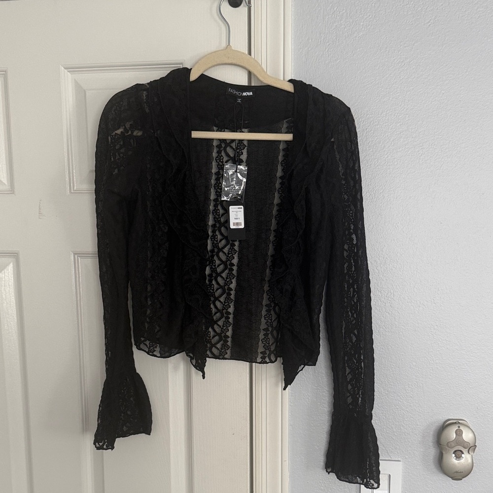 Fashion Nova Elegant Black Lace Top